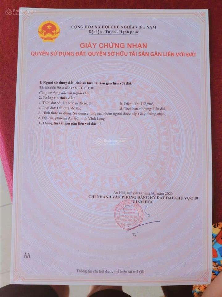 Bán nhà 112,9m2 (4,36x26m) hẻm thông 4m 3 gác 69/69x ngô quyền, phường an hội, tp. bến tre