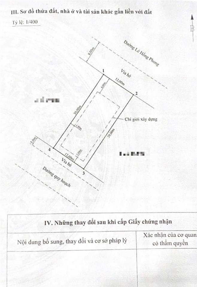 Cần tìm khách mua lô đất 360m2 mặt đường lê hồng phong, hải phòng