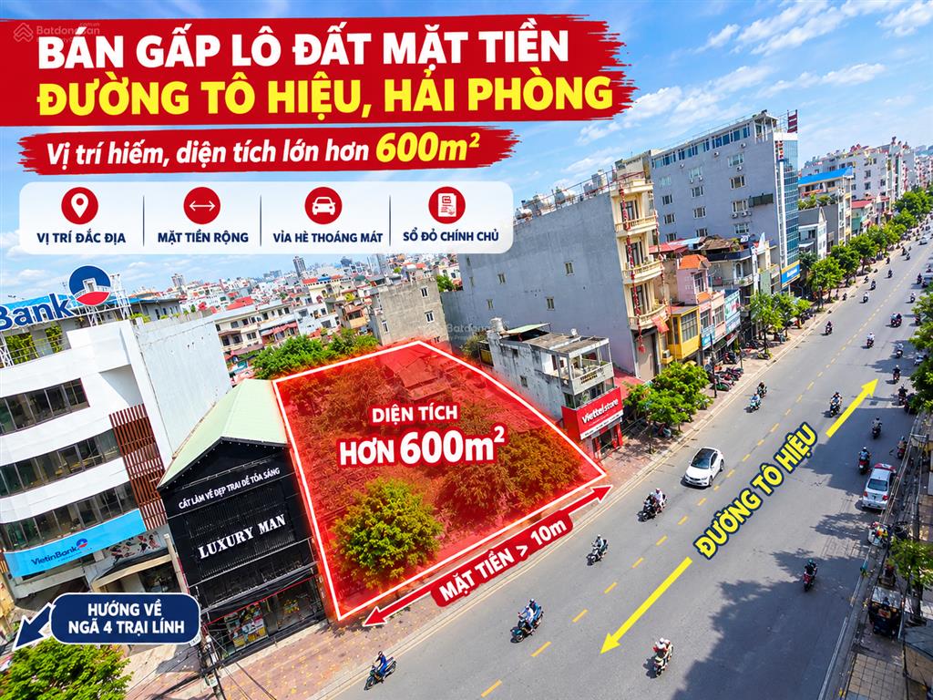 Bán gấp lô đất mặt tiền đường tô hiệu, hải phòng. vị trí hiếm, diện tích lớn 600m2