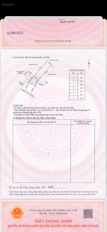 Chính chủ nhà em gửi bán gấp lô đất 100m2, đặng cương, đường trục chính hơn 10m