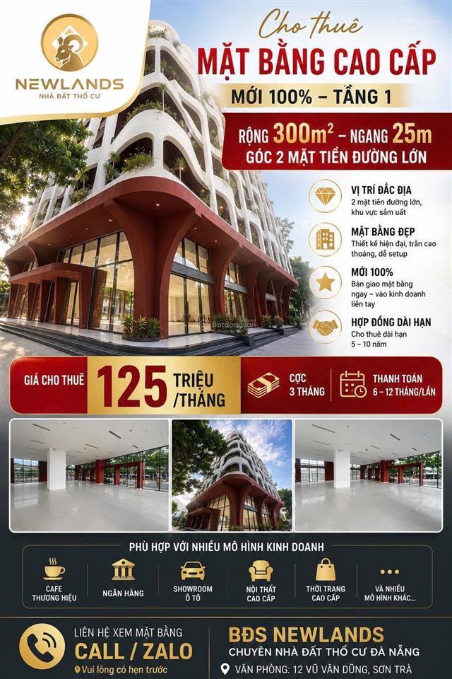 Cho thuê mặt bằng góc 2 mặt tiền ngang 20m đường lớn