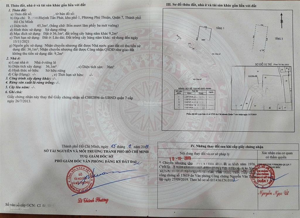 Bán nhà đẹp phú thuận q7, hẻm ô tô thông, gần huỳnh tấn phát, giá tốt, hợp ở, kd