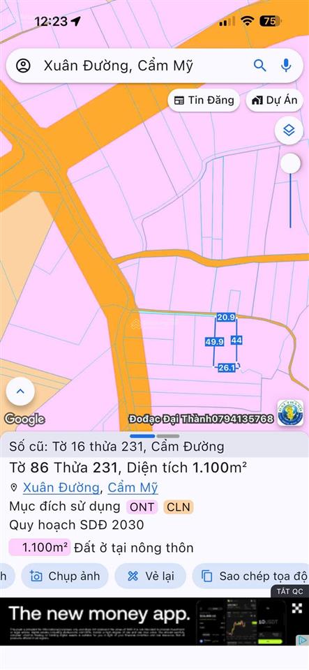 Cẩm đường 1100m (100) ont sát hương lộ 10 giá tốt nhất thị trường