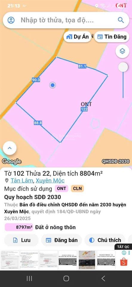 Bán 8 sào có 300m ont và 100m mặt đường nhựa giá 6xx