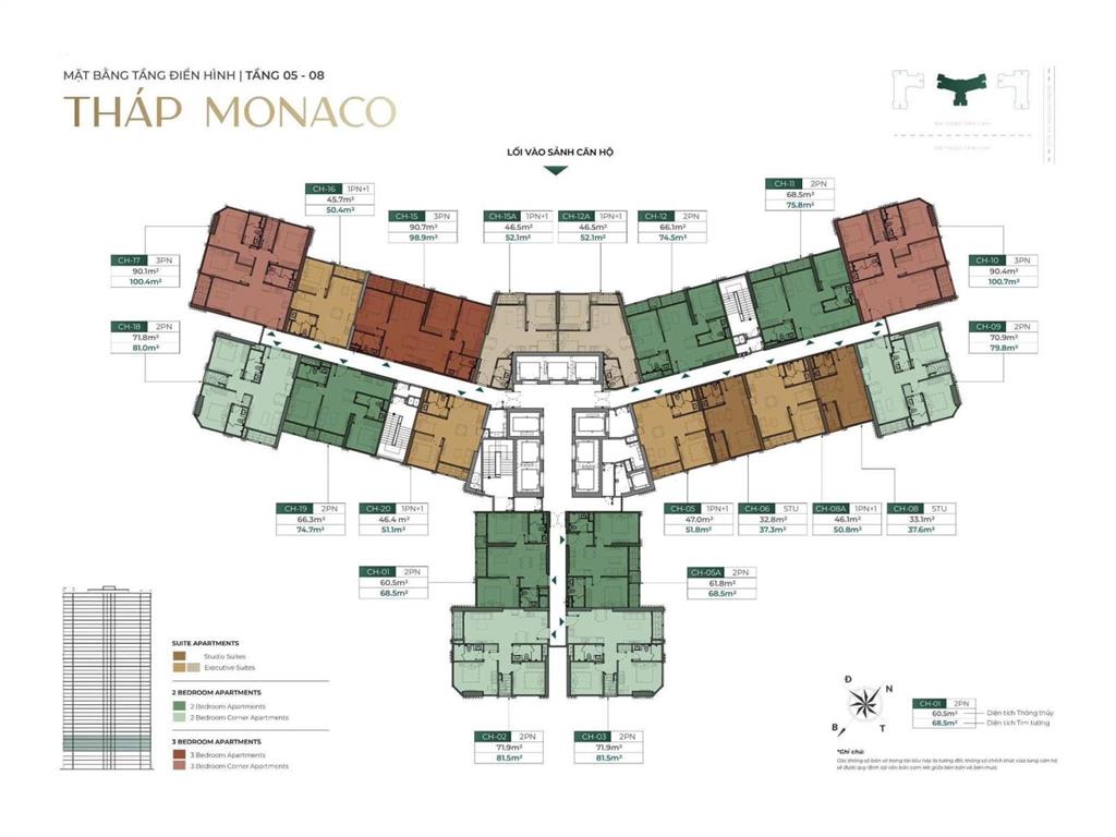 Hàng vip, giảm giá hơn 1,5 tỷ căn 3 phòng ngủ mik cổ loa siêu vip, tòa m2 monaco, hướng đông nam