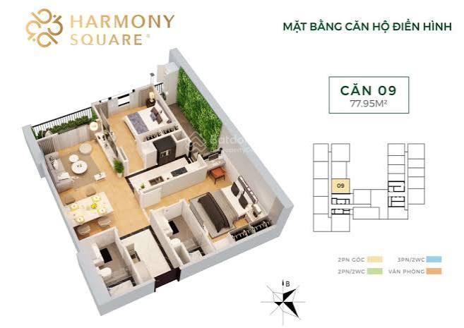 Bán căn hộ 2 ngủ, hướng đông bắc nội khu tầng trung, đóng tiến độ giá chỉ 6,3 tỷ