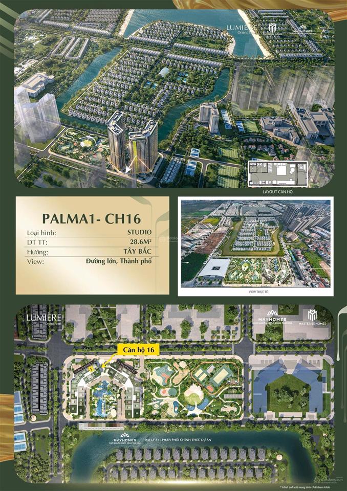 Studio lumière orient pearl, giá mềm, chỉ hơn 2,5 tỷ, thanh toán tiến độ, tầng trung