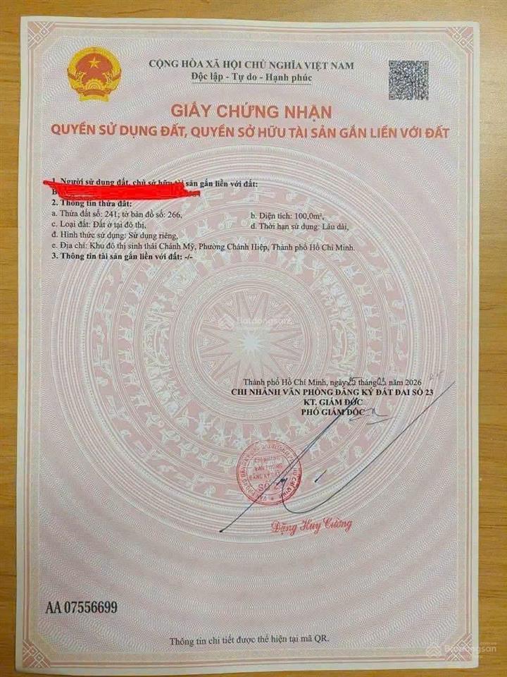 Đất tái định cư chánh mỹ  vị trí vàng trung tâm thủ dầu một, chỉ 2,65 tỷ/lô