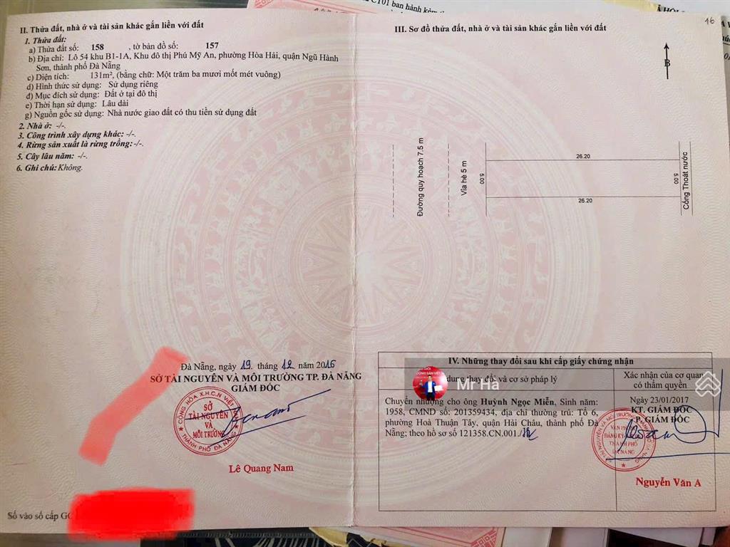 Bán đất đường 7,5m trần quốc vượng khu đô thị phú mỹ an, ngũ hành sơn, đà nẵng
