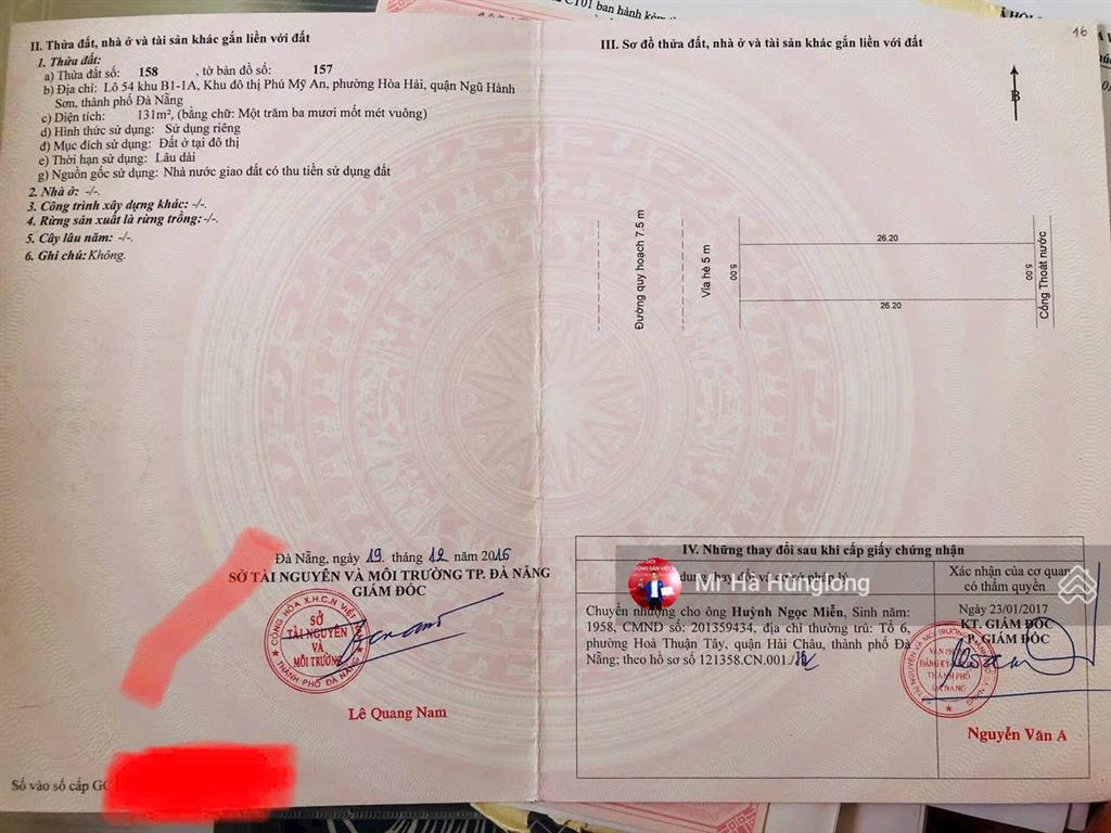 Bán đất đường 7,5m trần quốc vượng khu đô thị phú mỹ an, dt 131m2