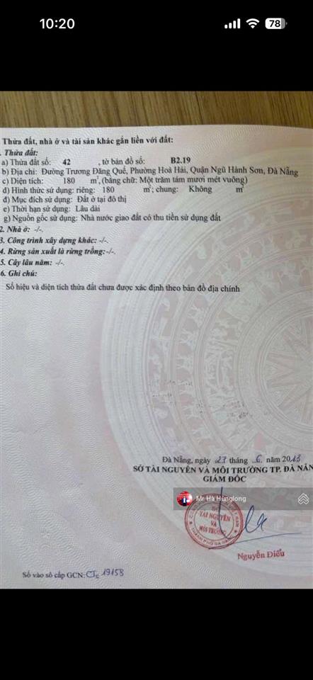 Bán dãy trọ đường trương đăng quế, bãi tắm tân trà, ngũ hành sơn, 180m