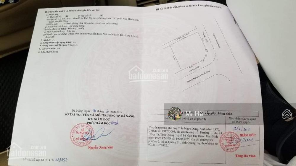 Bán lô 2 mặt tiền đường song hào và đường nguyễn văn hưởng, khu đô thị phú mỹ an, tp đà nẵng