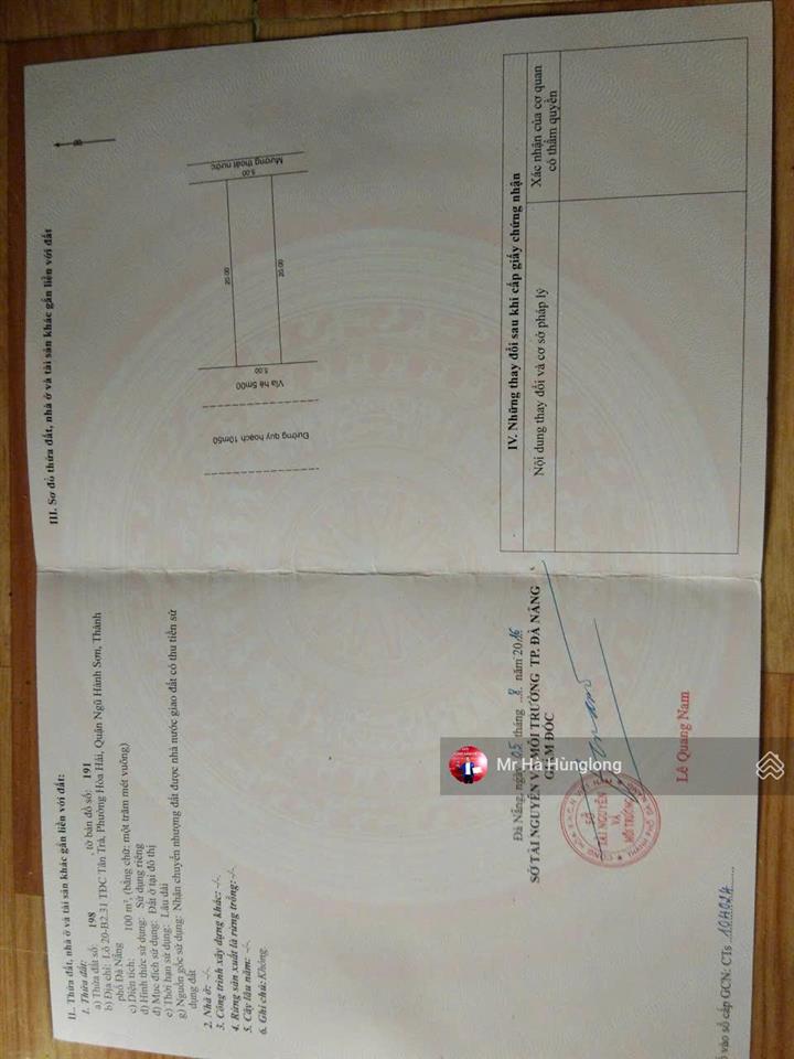 Bán lô đất sạch đẹp bùi quốc khái đường 10,5m, khu tđc tân trà