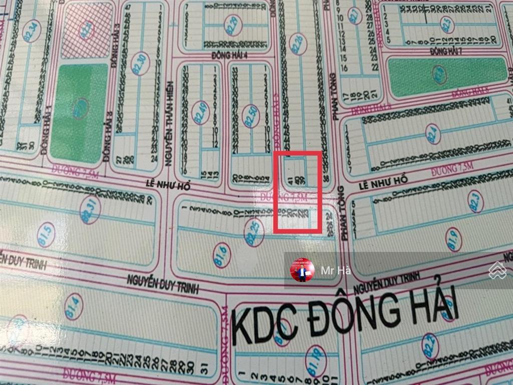 Lô đất đường lê như hổ, đường 7,5m, vỉa hè 4,5m hướng tây, dt 98,8m2