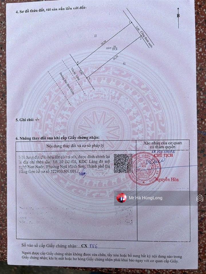 Bán lô bùi bỉnh uyên, gần bãi tắm non nước, 4,1 tỷ