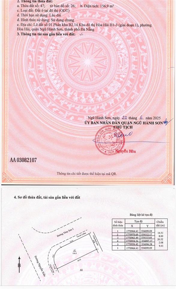 Bán lô góc nguyễn xiển và thủy sơn 2 bãi tắm sơn thủy