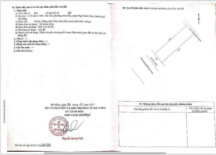 Bán đất đường nguyễn duy trinh đất biển tân trà, ngũ hành sơn, tp đà nẵng