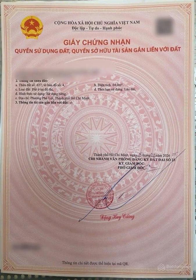 Đất kdc phúc đạt, thủ dầu một tp hcm 64m2 full thổ