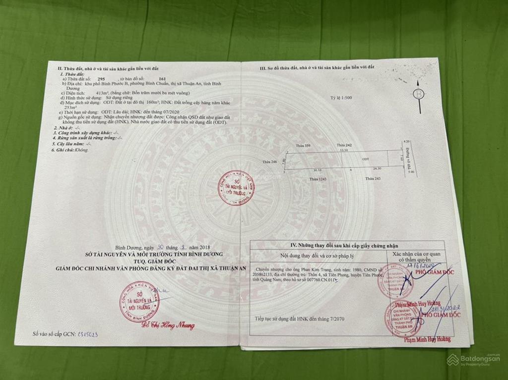 Đất bình chuẩn gần ngã tư miếu ông cù, p. an phú, thuận an 413m2