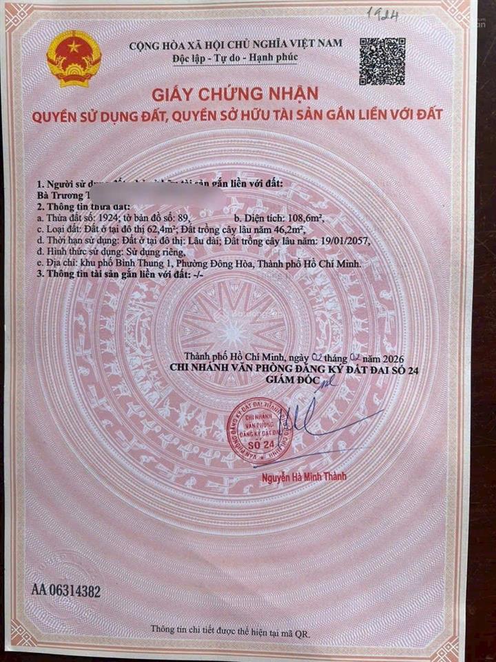 Bán rẻ đất đông hòa dĩ an gần làng đại học