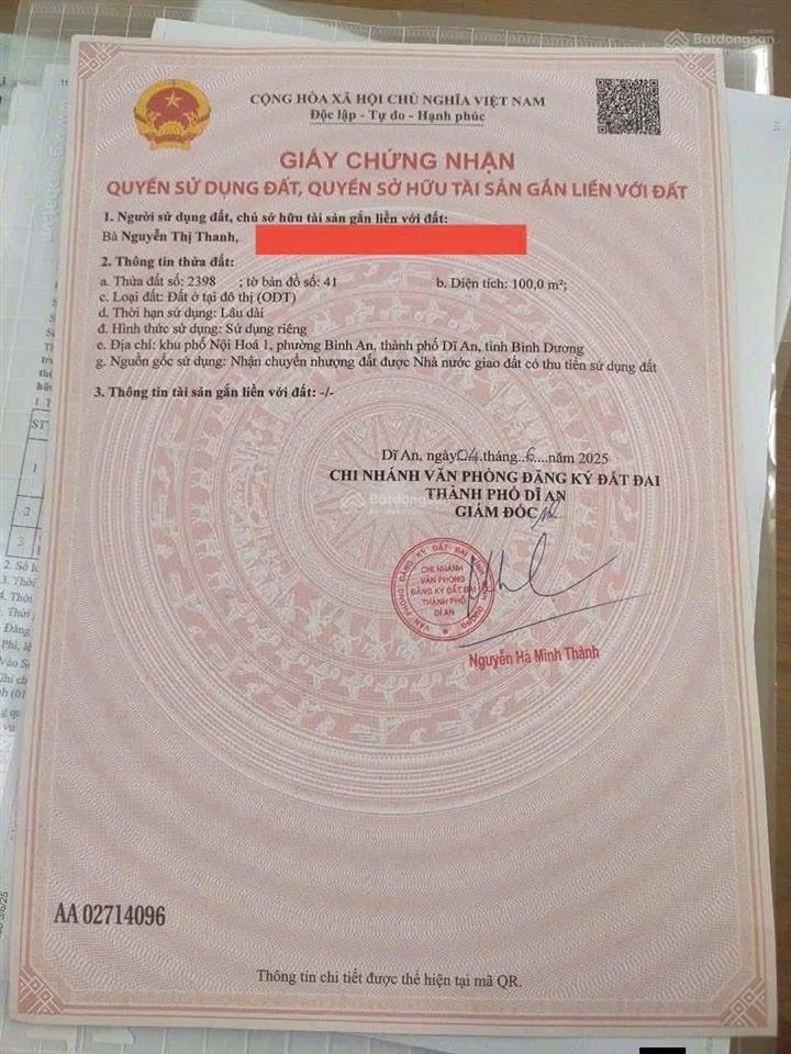 Bán đất đông hòa dĩ an gần sát làng đại học quốc gia