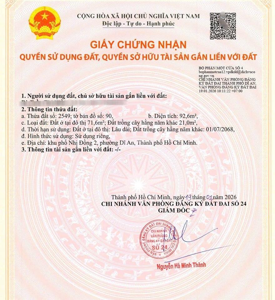 Bán rẻ đất sát trung tâm hành chính dĩ an