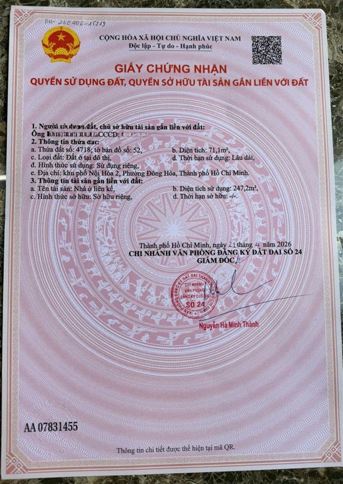 Bán nhà phố hoàn công dĩ an gần làng đại học quốc gia