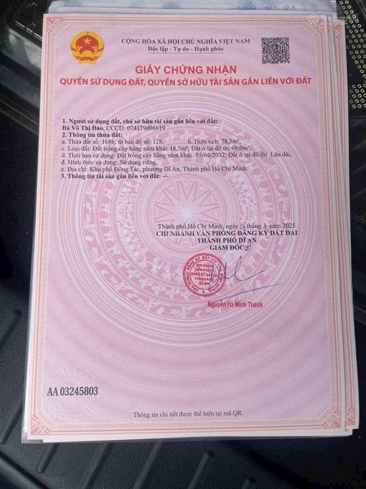 Bán rẻ lô đất đường oto ngay chợ dĩ an 1