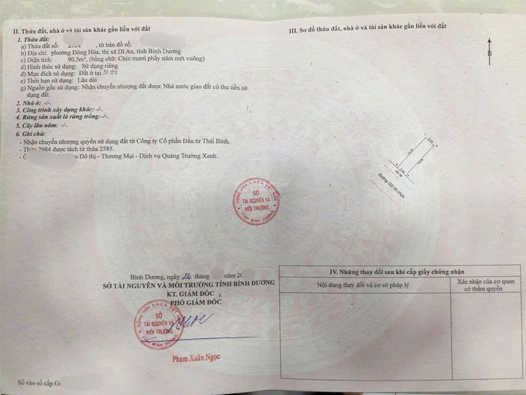 Bán đất gs2 khu bigc go đông hòa dĩ an