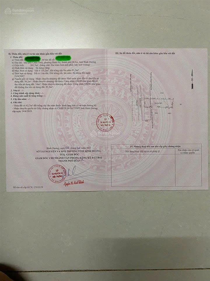 Bán lô đất ngang 7.3m bình an, dĩ an