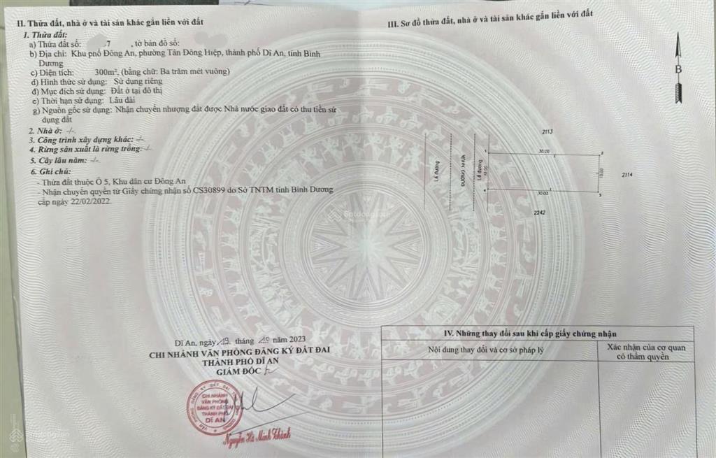 Khu dân cư đông an tân đông hiệp dĩ an dt 300m2