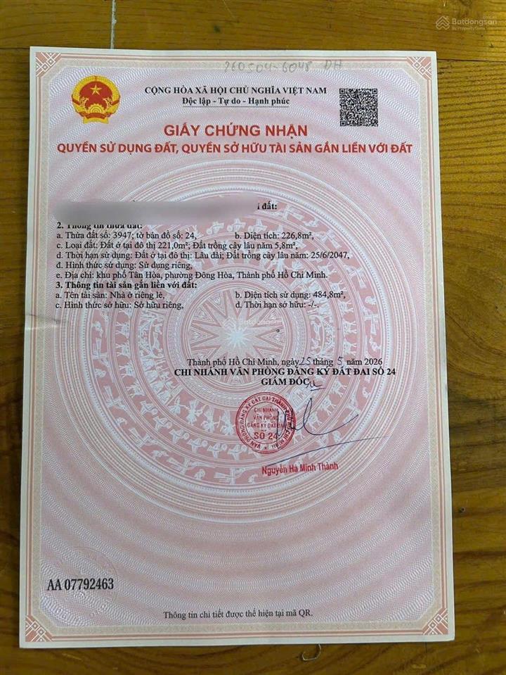 Bán tòa nhà căn hộ dịch vụ đông hòa dĩ an sát làng đại học