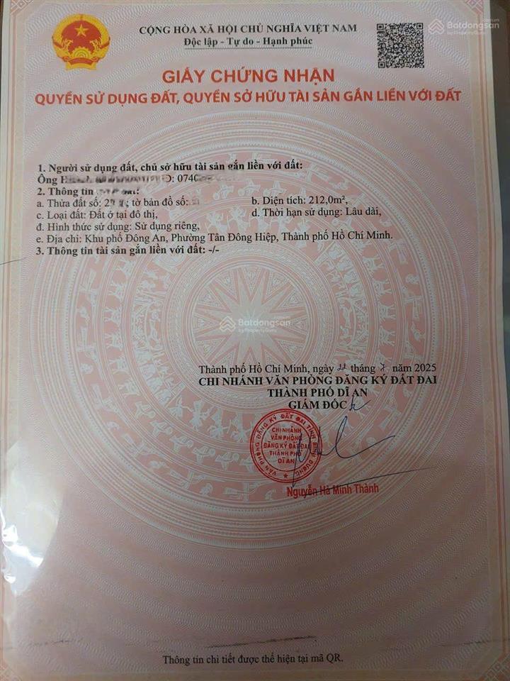 Bán mặt tiền kinh doanh chợ đông an, phường tân đông hiệp, thành phố dĩ an