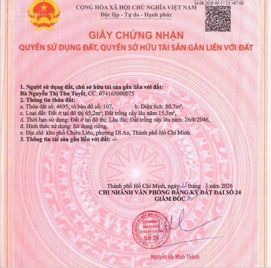 Bán rẻ lô đất tặng trọ tân đông hiệp dĩ an