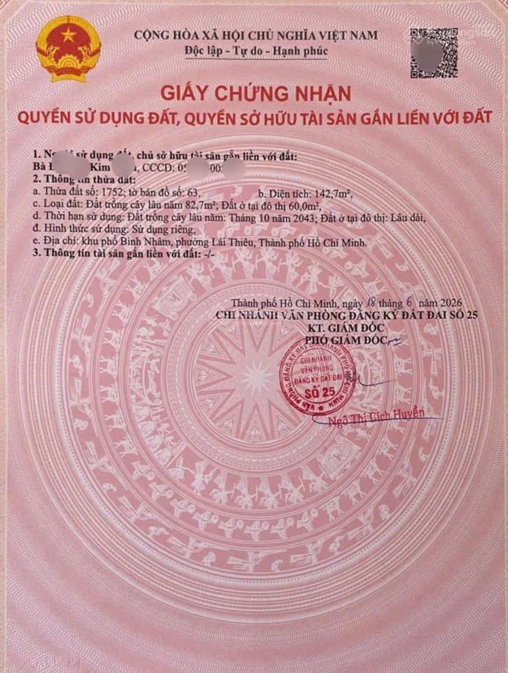 Bán đất mặt tiền bình nhâm 23, lái thiêu  143m²  xe tải vào tận đất, chỉ 3,47 tỷ