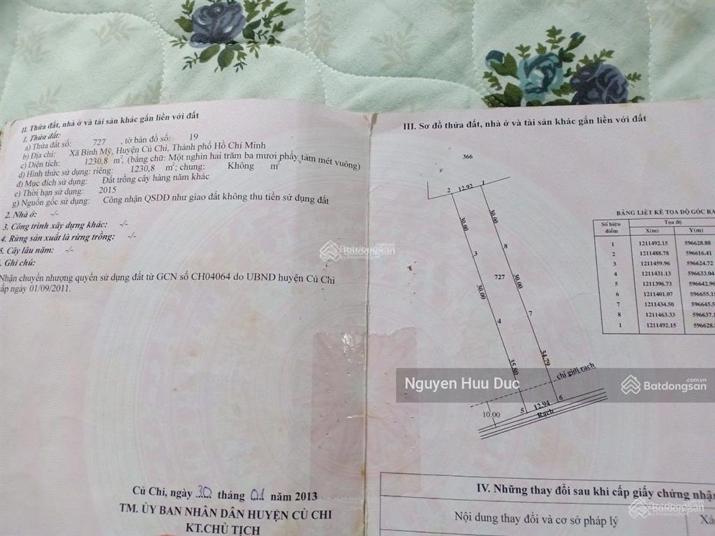 Bán đất 36.74 x 90m (cây hàng năm khác) xã bình mỹ, huyện củ chi, tphcm