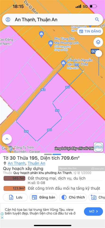 Bán đất 2 mặt tiền đường quốc lộ 13 (17 x 80) phường an thạnh, thuận an, bình dương. 65 tỷ đồng
