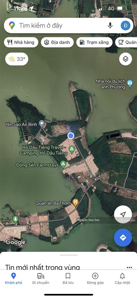 Bán đất mặt tiền nhựa và mặt hồ dầu tiếng (4ha) 100m2 thổ, xã định an, h dầu tiếng, bình dương