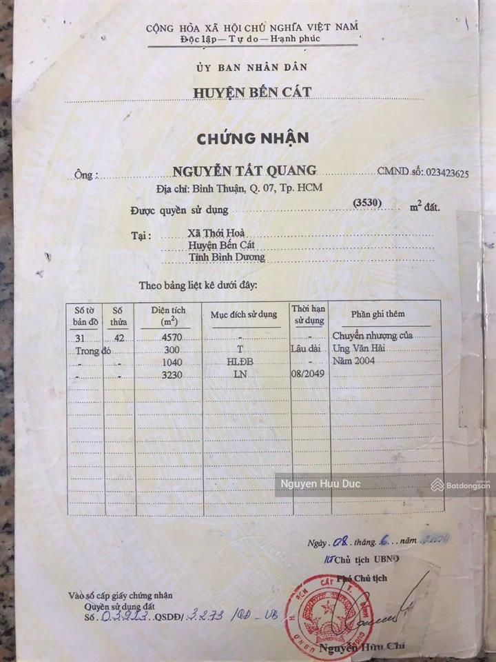 Bán đất phân nền hai mặt tiền đường nhựa 25 x 142 (600m thổ cư) p thới hoà, tp bến cát, bd 6tr/m2