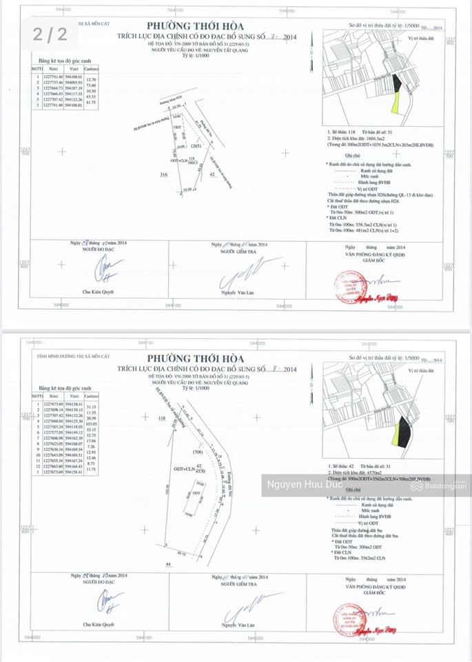 Bán đất phân nền hai mặt tiền đường nhựa 25 x 142 (600m thổ cư) p thới hoà, tp bến cát, bd 6tr/m2