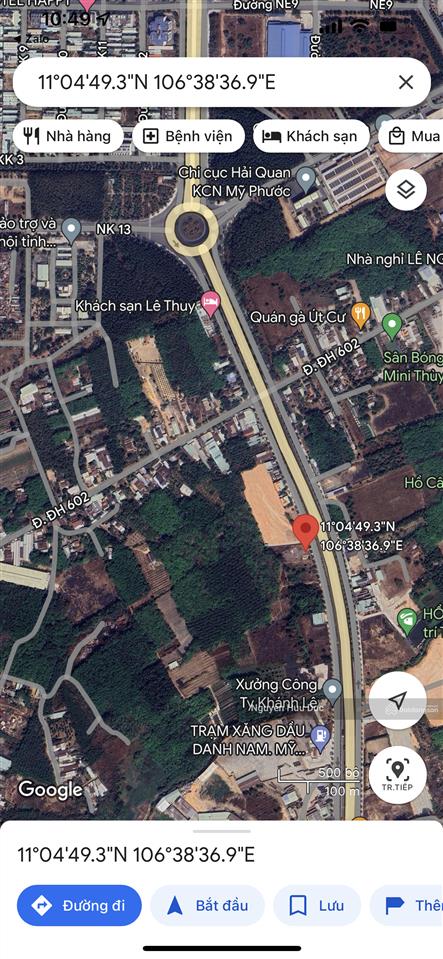 Bán đất 6,5ha thổ 600m2 p tân định, tx, bến cát, bình dương. 3,8tr /m2 mặt tiền mỹ phước tân vạn