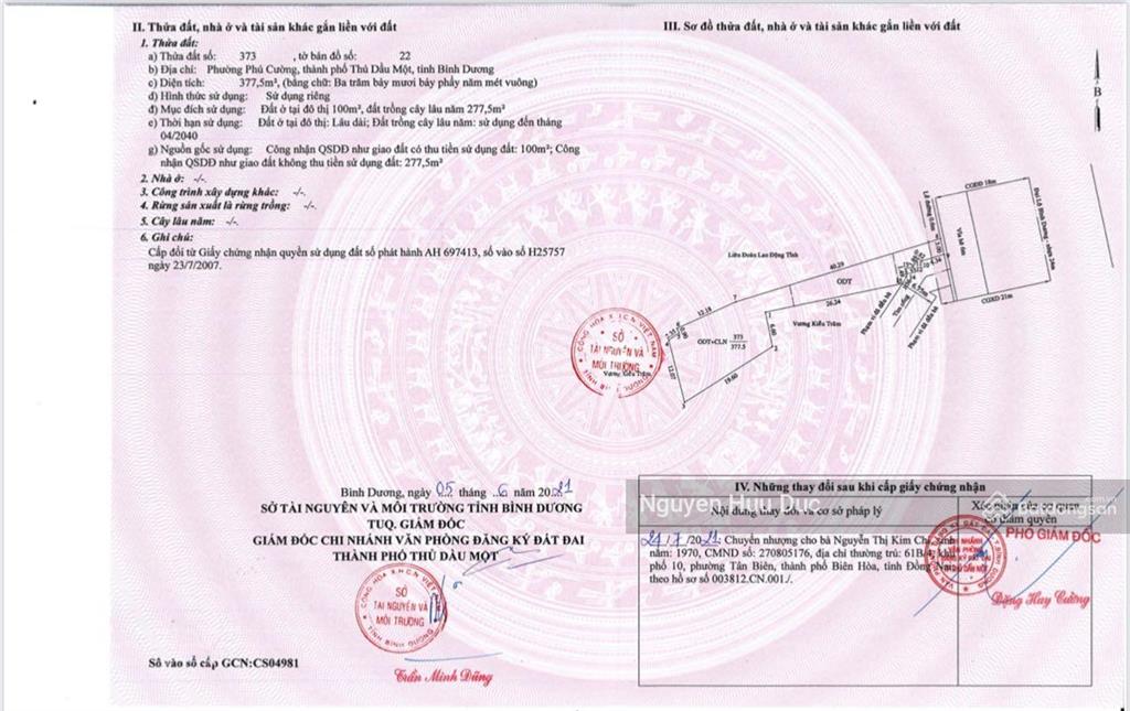 Bán đất mặt tiền quốc lộ 13 (2.569m2) thổ 1.800m2. p phú cường, tp. tdm, bình dương 295 tỷ đồng