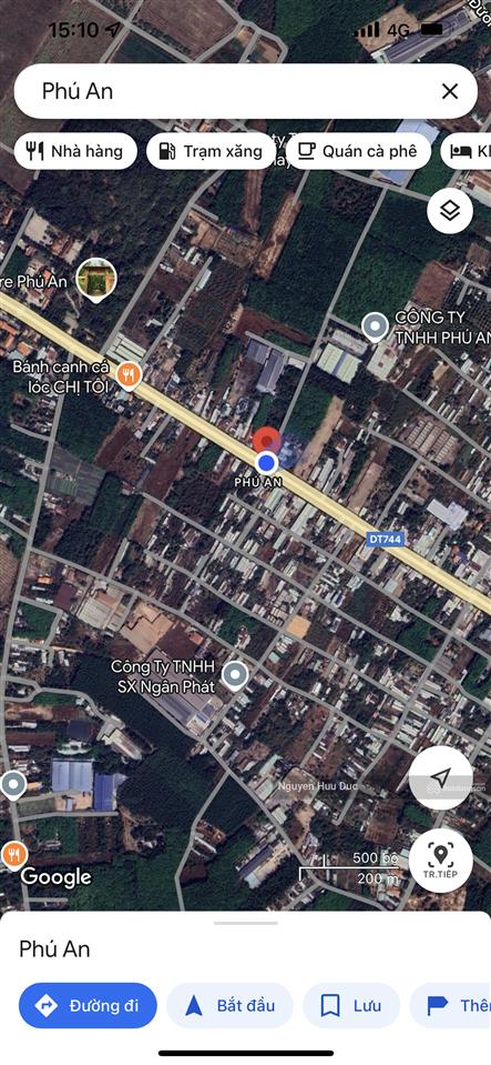 Bán đất mặt tiền dt 744 (2.777m2 thổ cư 200m2 xã phú an, thị xã bến cát bình dương đất 2 mặt tiền