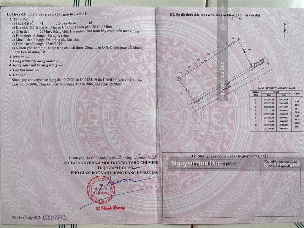 Bán đất hai mặt tiền đường nguyễn thị lèn, xã trung an, h củ chi, tphcm 17.600m2 giá 6tr /m2