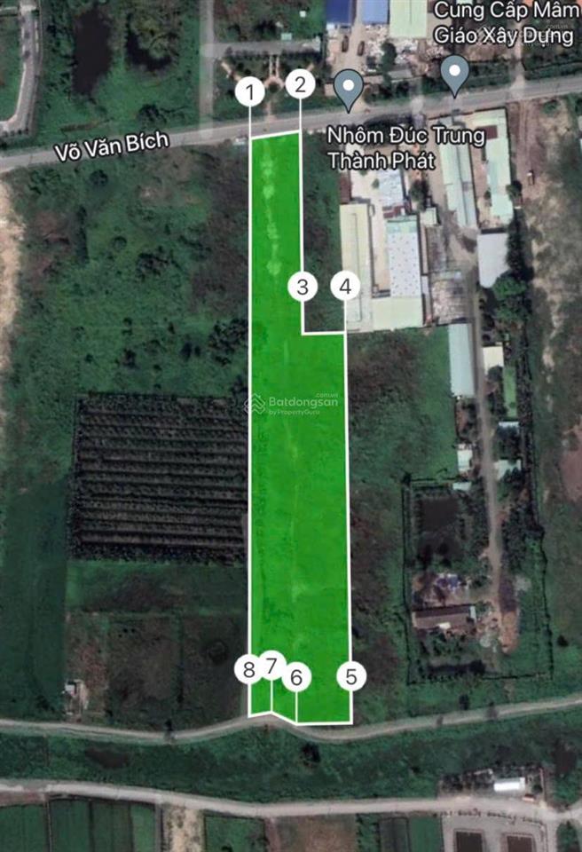 Bán đất mặt tiền võ văn bích(13.500m2 có 3.500m2 thổ cư) xã bình mỹ, huyện củ chi, tphcm 6,3tr/ m2