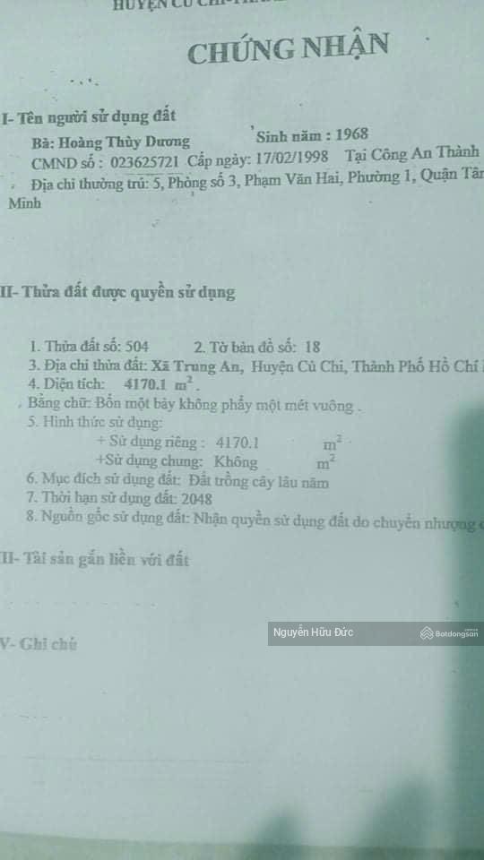 Bán đất mặt tiền sông sài gòn (70 x 160) xã trung an, huyện củ chi, tphcm (3,3tr / m2)