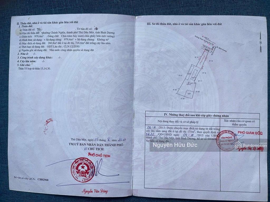 Bán đất mặt tiền đường thích quảng đức. phường chánh nghĩa, tp thủ dầu một, bình dương (4305m2)
