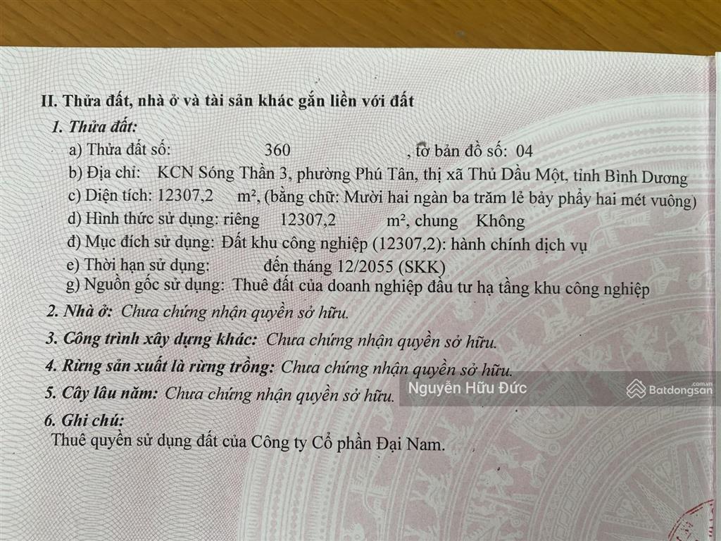 Bán đất mặt tiền tạo lực 1. phường phú tân, tp thủ dầu một bình dương. đất xây chung cư 12.307m2