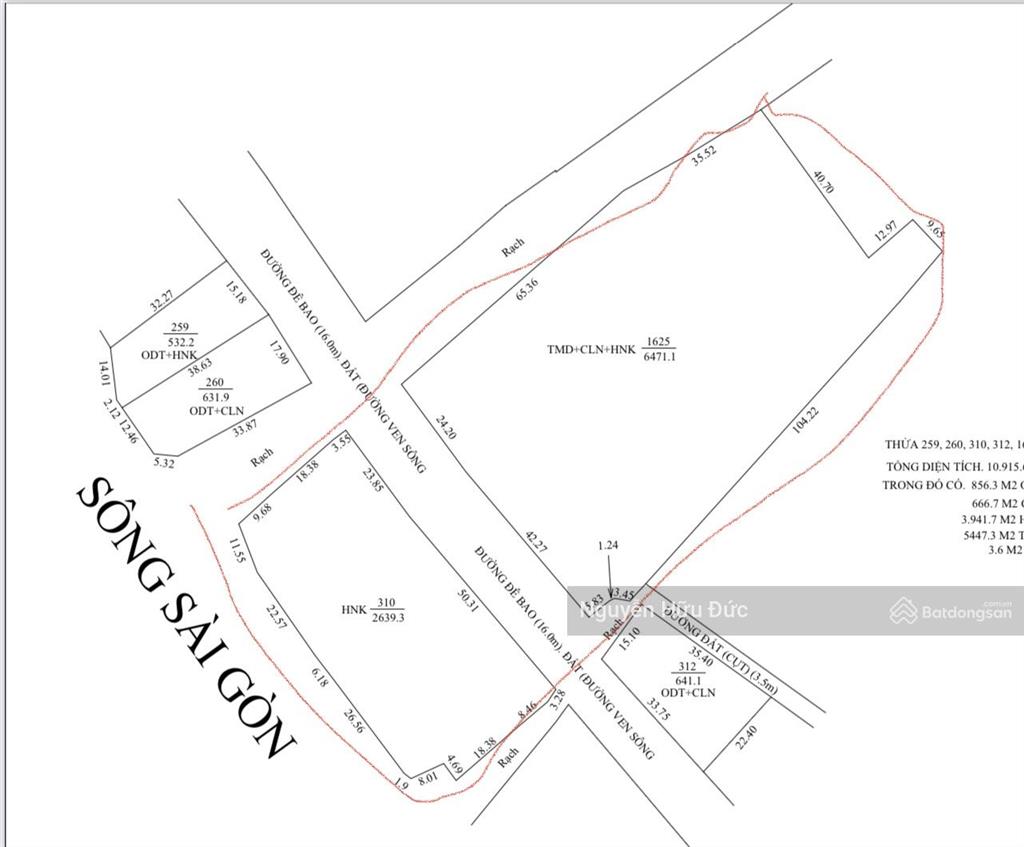 Bán đất mặt tiền sông sài gòn 7.112m2 (556m2 thổ, 5.447 skc. p vĩnh phú, tp thuận an, bình dương