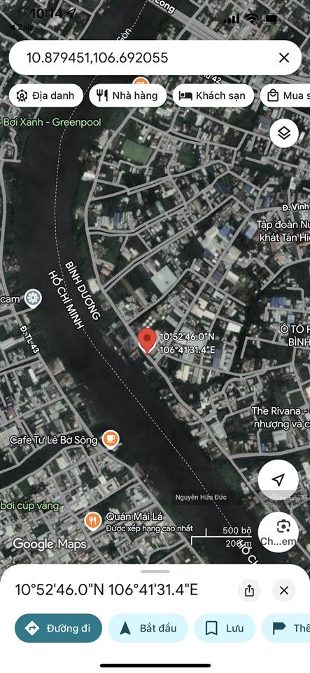 Bán đất mặt tiền sông sài gòn 7.112m2 (556m2 thổ, 5.447 skc. p vĩnh phú, tp thuận an, bình dương